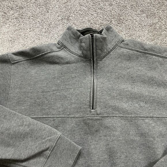 Columbia Hart Mountain Jacket Men XL Gray Fleece 1/4 Zip High Neck Logo Hiking - Picture 3 of 10